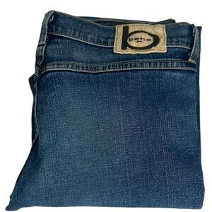 bebe Vintage Mid Rise Flare Leg Blue Denim Jeans USA Y2k Womens Size 30 Distress